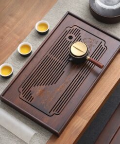 khay trà tre đựng ấm chén dạng hộp đẹp 48x28cm họa tiết đẹp thiên lý giang sơn