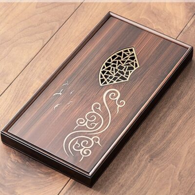 Khay trà bằng tre đựng ấm chén dạng hộp bền đẹp 40x21cm chứa được nước bên trong
