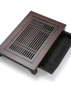 Khay trà tre để ấm chén màu gỗ bền đẹp hứng nước 40x28cm KTT01