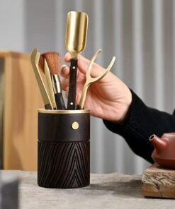 Dụng cụ pha trà gỗ gụ dáng tròn đẹp pha trà ngon KH06