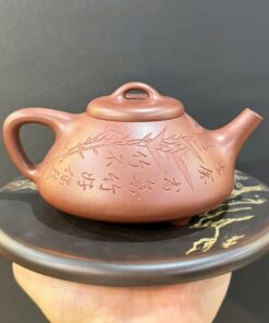 ấm tử sa thạch biều đất cũ nguyên khoáng khắc trúc 260ml đẹp pha trà ngon.