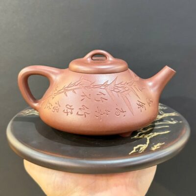 ấm tử sa thạch biều đất cũ nguyên khoáng khắc trúc 260ml đẹp pha trà ngon.