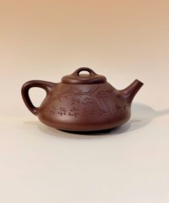 Ấm tử sa thạch biều đất cũ nguyên khoáng khắc trúc đẹp 260ml ATS03