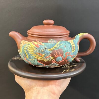 ấm tử sa đất cũ cao cấp nghệ nhân Chu Hiếu Trung họa tiết rồng Đạt Đỉnh Hoàng Phi 400ml