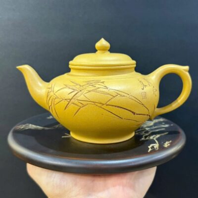 Ấm tử sa nguyên khoáng đất cũ dáng tiêu anh khắc trúc đẹp 260ml pha trà ngon