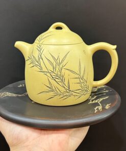 ấm tử sa tần quyền khắc trúc nguyên khoáng đất cũ lão đoàn nê thủ công 300ml đẹp.