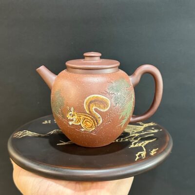 ấm tử sa cung đăng đất cũ nguyên khoáng tùng sóc đẹp 230ml pha trà ngon