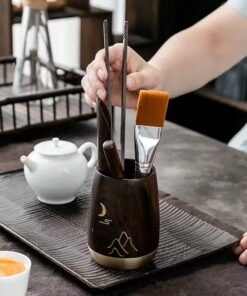 Bộ dụng cụ pha trà gỗ gụ cao cấp có nhiều trà cụ đẹp KH11