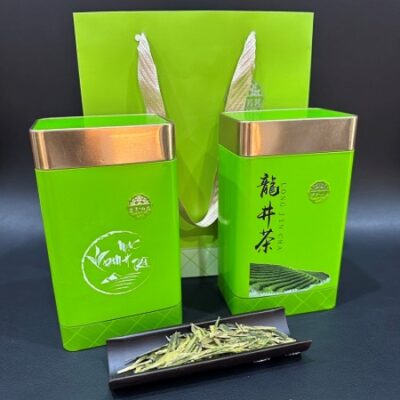 trà long tỉnh tây hồ hàng châu Mai Gia Thôn loại ngon cực phẩm hộp sắt 200g pha ngon.
