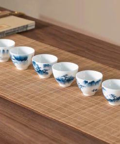 Bộ chén Cảnh Đức 6 chiếc hoa sen - Hoa nở hoa tàn CS02