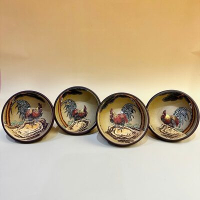 Chén tử sa cao cấp họa gà đất cũ đế tào thanh ly chủ đẹp 100ml CTS17