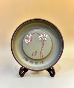 Đế ấm trà tử sa đất cũ nguyên khoáng thủ công hình hoa sen đẹp DC90