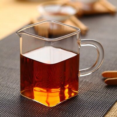 chén tống thủy tinh chịu nhiệt cao cấp dáng vuông làm chuyên trà đẹp 200ml