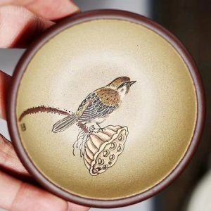 Chén tử sa cao cấp họa chim nguyên khoáng đất cũ làm ly trà chủ đẹp 100ml
