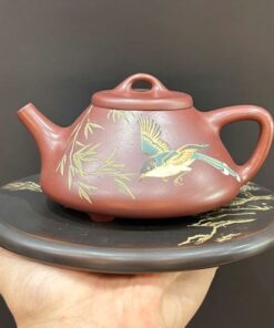 ấm tử sa Thạch Biều nghi hưng đất cũ đắp nổi chim thủ công đẹp pha trà ngon 260ml