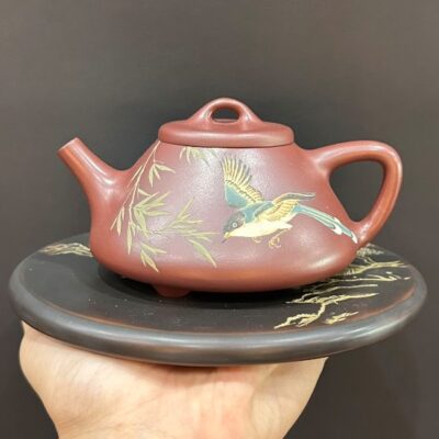ấm tử sa Thạch Biều nghi hưng đất cũ đắp nổi chim thủ công đẹp pha trà ngon 260ml