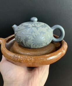 đế ấm trà tử sa hoả biến làm thuyền dưỡng ấm có vòi đổ nước 16x4cm