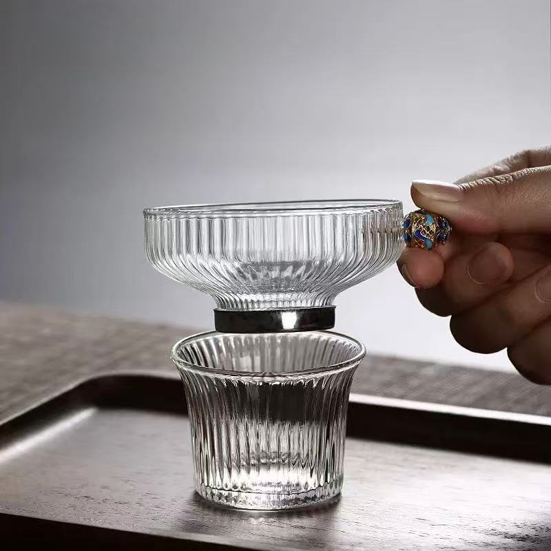 Lọc trà thủy tinh màng lọc inox dùng lược trà bền cao cấp LT10 - Ảnh 5