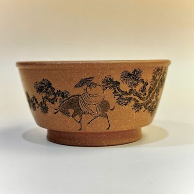 Chén tử sa đẹp nguyên khoáng đất cũ thủ công khắc tùng 110ml CTS39