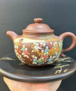 ấm tử sa phan hồ đất cũ nghi hưng họa bách nhi đồ đẹp 250ml ATS120