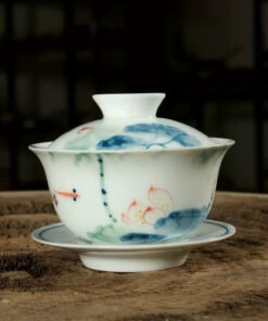 Tiềm trà sứ dáng chén khải pha trà thảo mộc hoa sen đẹp 150ml AS04