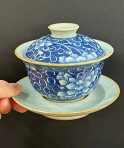 Chén khải sứ cảnh đức pha trà men rạn cao cấp vẽ tay hoa đẹp 150ml AS03