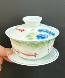 Tiềm trà sứ dáng chén khải pha trà thảo mộc hoa sen đẹp 150ml AS04