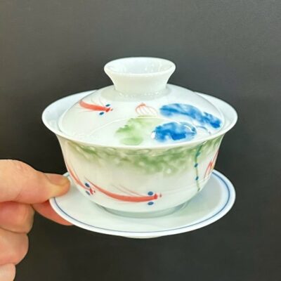 Tiềm trà sứ dáng chén khải pha trà thảo mộc hoa sen đẹp 150ml AS04