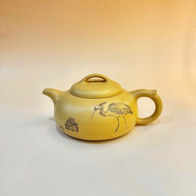 Ấm tử sa Nghi Hưng đoàn nê bán nguyệt khắc hạc 280ml ATS48