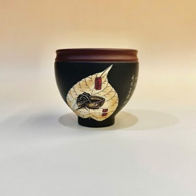 Chén tử sa nguyên khoáng đất cũ thủ công lá đề làm ly trà chủ 150ml CTS28