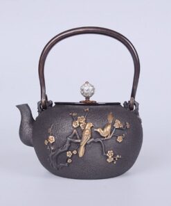 ấm gang nhật bản đắp nổi báo xuân mai chim thủ công đẹp dùng để đun nước pha trà ngon 1,4l