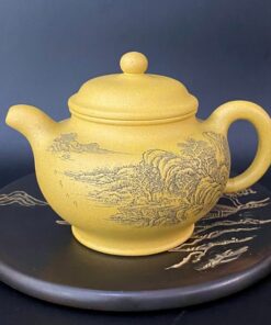 ấm trà tử sa đất cũ đoàn nê nghi hưng thủ công dáng chuyết chỉ khắc sơn thủy đẹp.