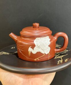 ấm tử sa đức trung đất cũ đại hồng bào họa tiết hạc trắng đẹp 200ml pha trà ngon