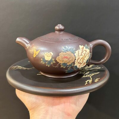 ấm tử sa liên tử nguyên khoáng đất cũ thủ công hoa đẹp 250ml ATS57