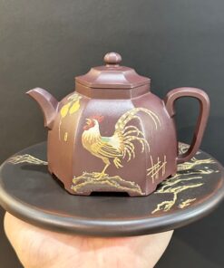 ấm tử sa lục phương cao cấp nguyên khoáng đất cũ hình gà đẹp thủ công 210ml