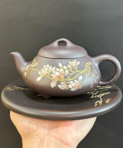 ấm tử sa văn đán thủ công nguyên khoáng đất cũ hoa lan 240ml pha trà ngon.