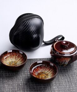 bộ ấm chén du lịch thiên mục mang đi công tác nhỏ gọn bền đẹp 1 ấm 2 chén.