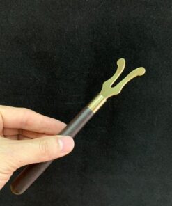 Cây mở nắp ấm tetsubin đầu đồng cán gỗ gụ dài 18cm PK07