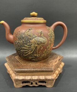 đế gỗ cánh gà lục giác kê ấm trà hoặc tượng đẹp 16.5x5.5cm DC27