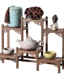 kệ gỗ mini để bàn trưng bày ấm trà bằng gỗ cánh gà bền đẹp kg01 30-35m