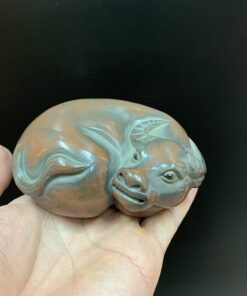 tượng trâu tử sa mini hỏa biến thủ công hỏa biến cỡ nhỏ bày bàn trà 9x7cm