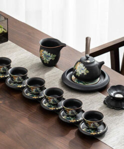 bộ tách trà cao cấp có cả đĩa lót pha trà ngon làm quà biếu đẹp AT51.