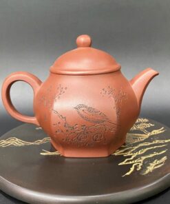 ấm trà tử sa cao cấp nghi hưng nguyên khoáng thủ công 250ml khắc chim đẹp.