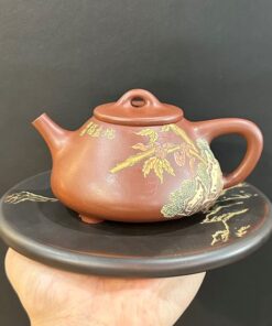 ấm trà tử sa đất cũ nguyên khoáng thủ công hình rắn trong bộ 12 cong giáp ATS166