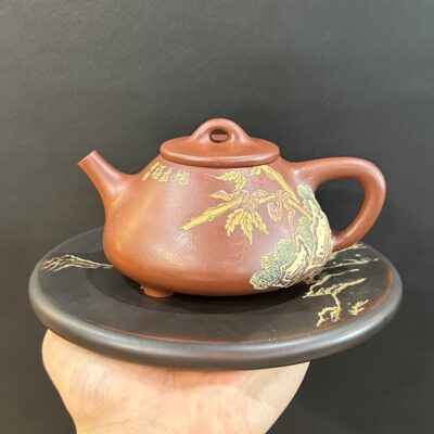 ấm trà tử sa đất cũ nguyên khoáng thủ công hình rắn trong bộ 12 cong giáp ATS166
