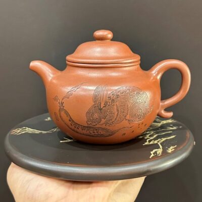 ấm trà tử sa chuyết chỉ cao cấp đất cũ nguyên khoáng khắc thỏ 320ml ATS35.