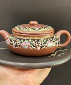 Ấm tử sa phỏng cổ pháp lam nguyên khoáng đất cũ thủ công miệng rộng đẹp dễ tháo trà.