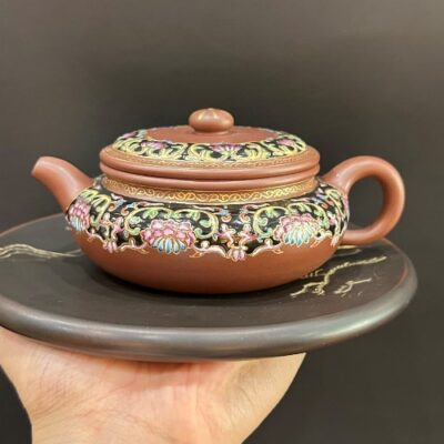 Ấm tử sa phỏng cổ pháp lam nguyên khoáng đất cũ thủ công miệng rộng đẹp dễ tháo trà.