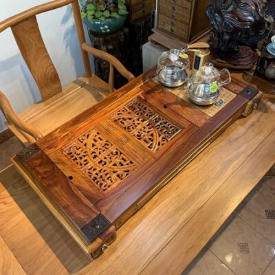 bàn pha trà điện gỗ hương thông minh có ngăn kéo kèm bếp đun nước tự động G9 102x52cm