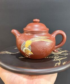 Bình trà tử sa chuyết chỉ thủ công nguyên khoáng cao cấp đất cũ hoàng long sơn 180ml đẹp.